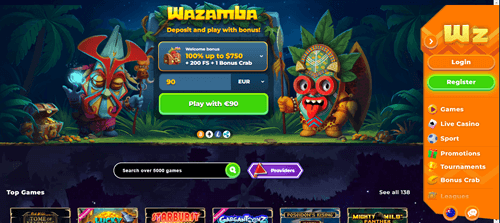 Wazamba Casino Lobby
