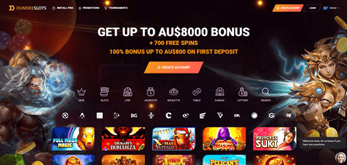 Dundee Slots Casino Lobby